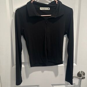 Black zip up ribbed top